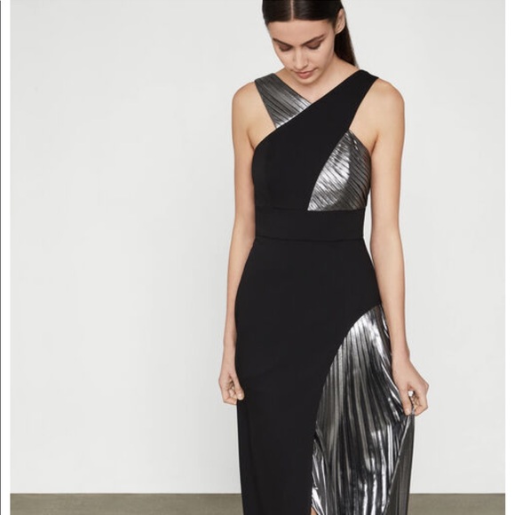 BCBGMaxAzria Dresses & Skirts - BCBG PLEATED METALLIC HALTER GOWN